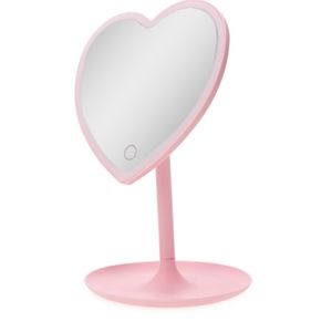 Vanity mirror heart pink led light